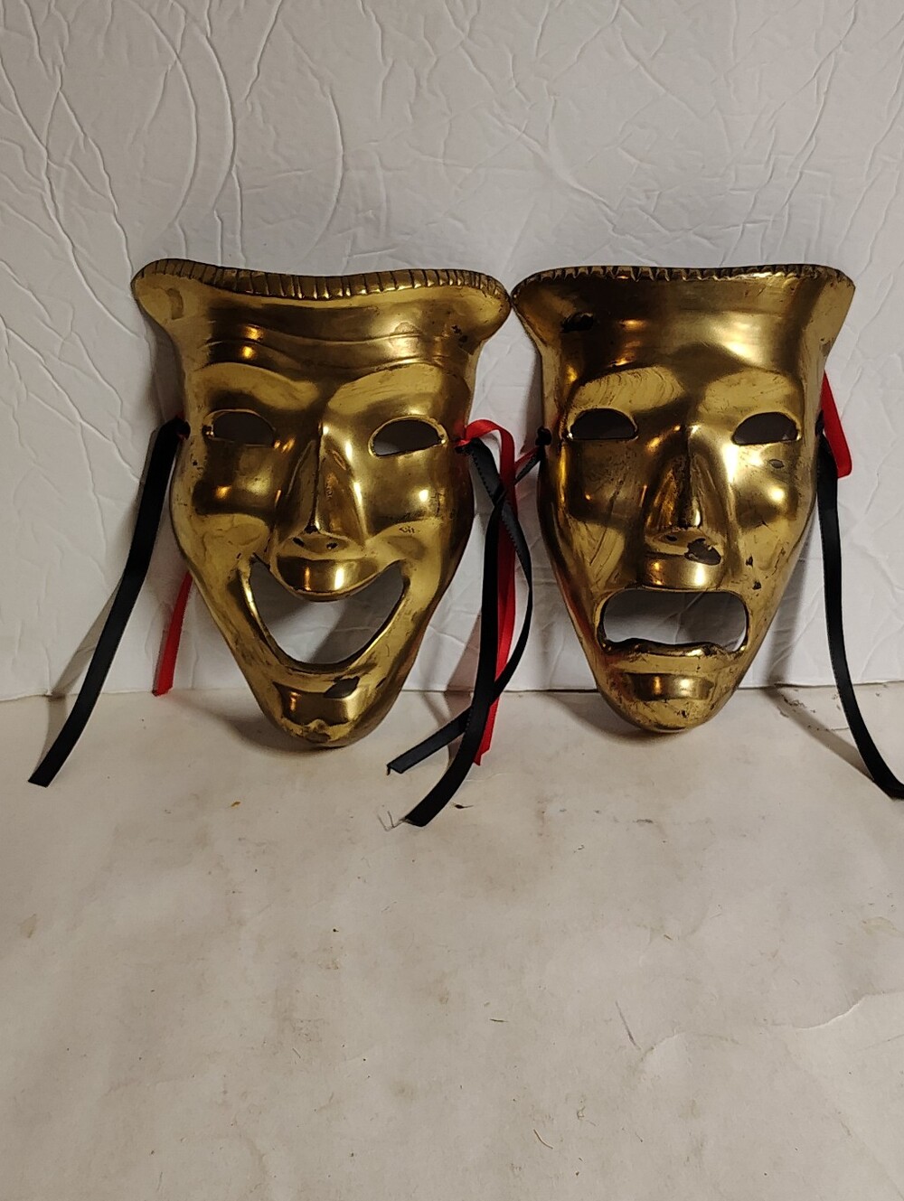 Tragedy Comedy Brass Faces Happy Sad Jester Joker Set Of 2 Theater
